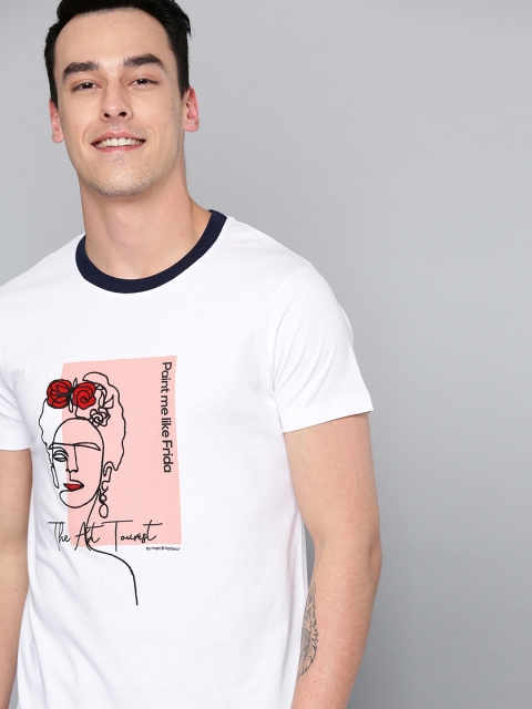 

Mast & Harbour Men White Printed Round Neck T-shirt