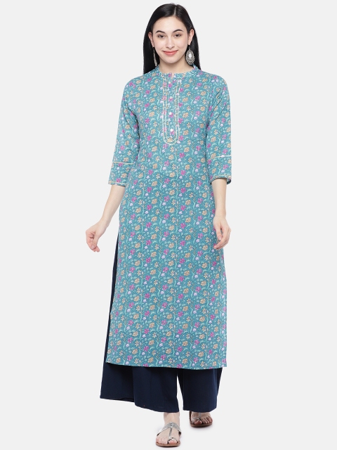 

Prakrti Women Blue Printed Straight Kurta