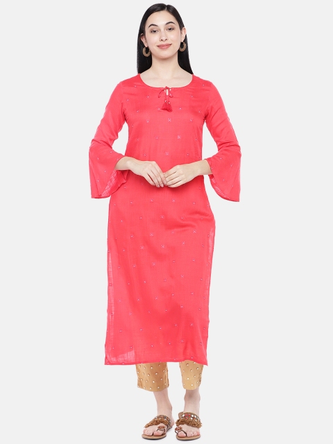

Prakrti Women Coral Embroidered Straight Kurta