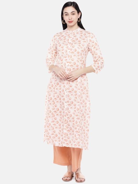 

Prakrti Women Peach-Coloured & White Printed Kurta with Palazzos