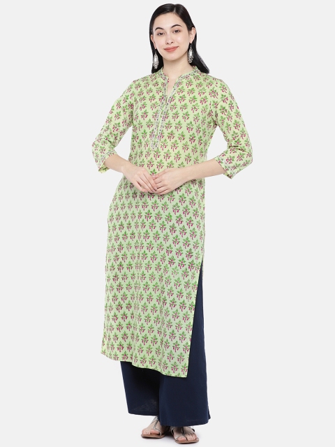 

Prakrti Women Green & Pink Printed Kurti