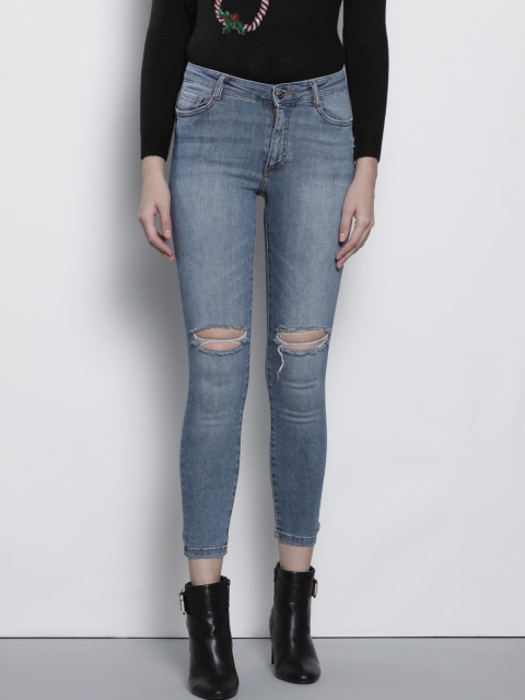 

DOROTHY PERKINS Women Blue Petite Skinny Fit Mid-Rise Slash Knee Stretchable Jeans