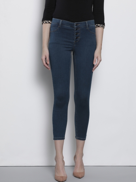 

DOROTHY PERKINS Women Navy Blue Alex Skinny Fit Clean Look Stretchable Cropped Jeans