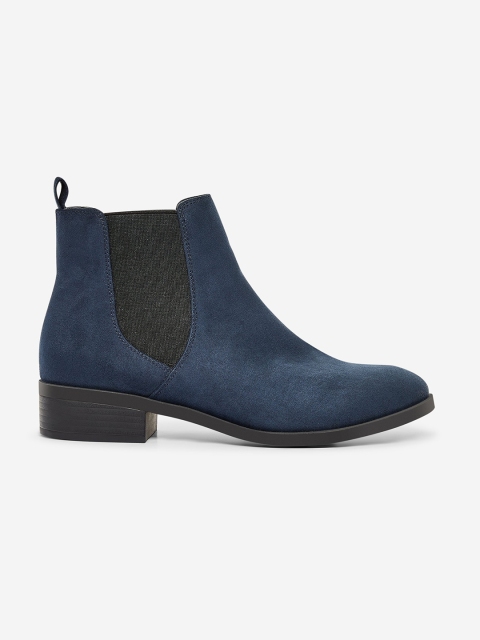 

DOROTHY PERKINS Women Navy Blue Solid Mid-Top Flat Boots