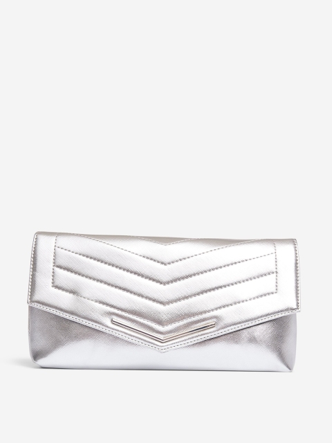 

DOROTHY PERKINS Silver-Toned Quilted Envelope Clutch