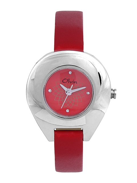 

Olvin Women Red Dial Watch 1636-SL07