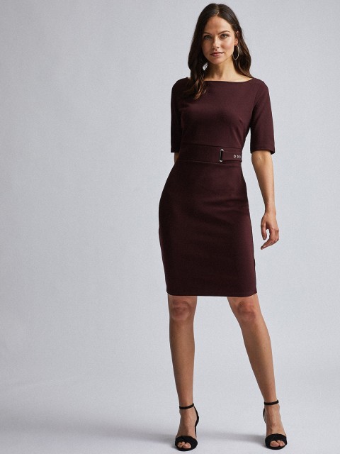 

DOROTHY PERKINS Women Burgundy Solid Sheath Dress