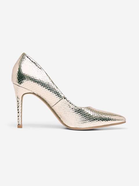 

DOROTHY PERKINS Women Gold-Toned Snakeskin Textured Pumps