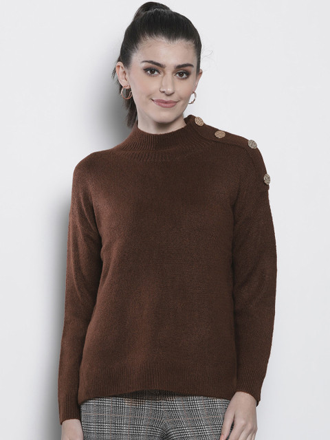 

DOROTHY PERKINS Women Coffee Brown Solid Sweater