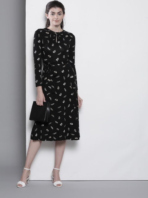 

DOROTHY PERKINS Women Black & White Printed A-Line Dress