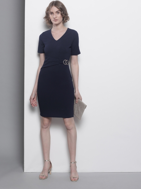

DOROTHY PERKINS Women Navy Blue Solid Sheath Dress