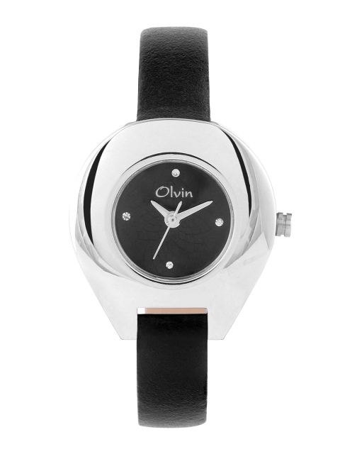 

Olvin Women Black Dial Watch 1636-SL09