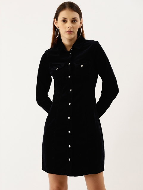 

DOROTHY PERKINS Women Dark Navy Corduroy Shirt Dress, Navy blue