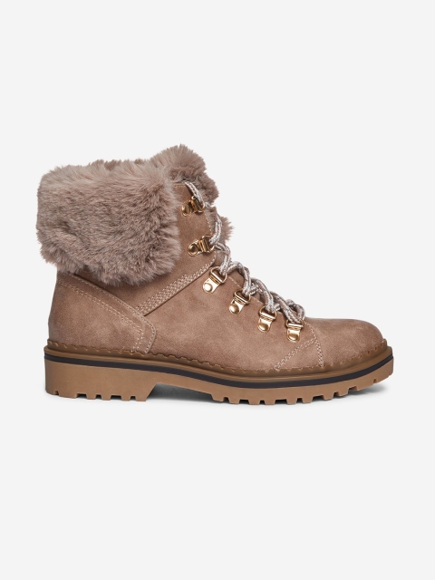 

DOROTHY PERKINS Women Brown Solid Mid-Top Flat Boots