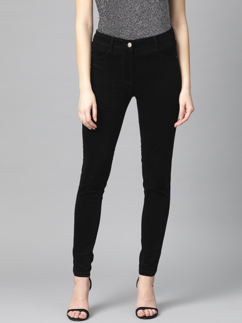 

DOROTHY PERKINS Women Black Regular Fit Solid Corduroy Trousers