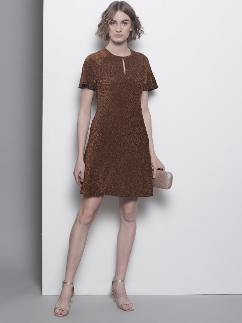 

DOROTHY PERKINS Women Brown Solid A-Line Dress