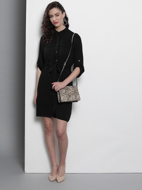 

DOROTHY PERKINS Women Black Solid Shirt Dress