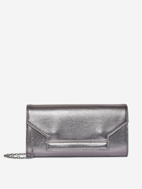 

DOROTHY PERKINS Gunmetal-Toned Solid Envelope Clutch, Metallic