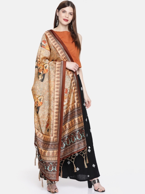

Sugathari Beige & Brown Printed Dupatta