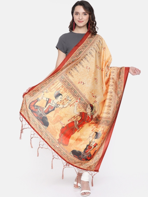 

Sugathari Beige & Maroon Printed Dupatta