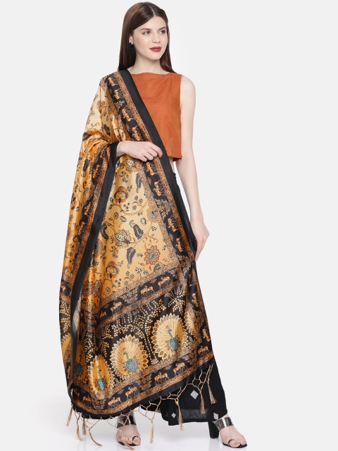 

Sugathari Beige & Black Printed Dupatta