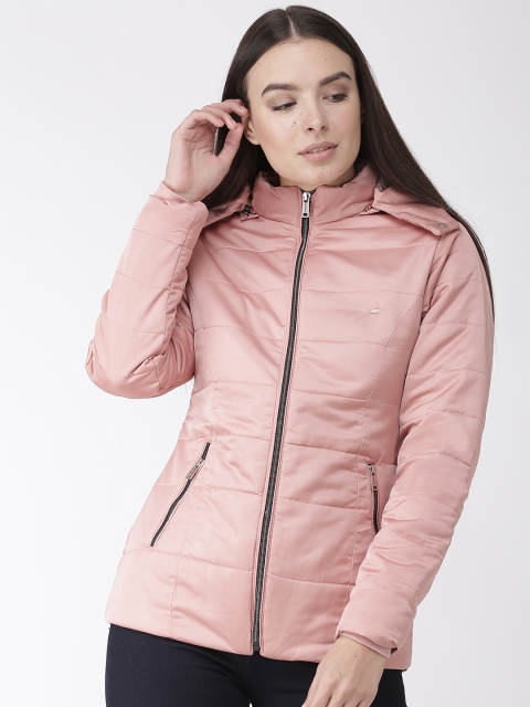 

Okane Women Dusty Pink Solid Detachable Hood Padded Jacket