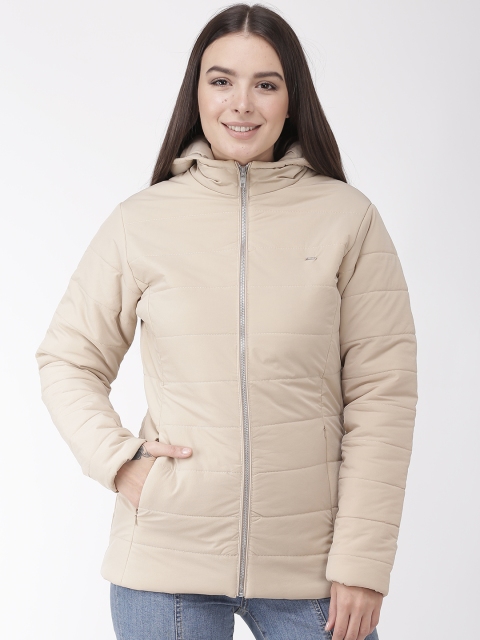 

Okane Women Beige Solid Hooded Padded Jacket