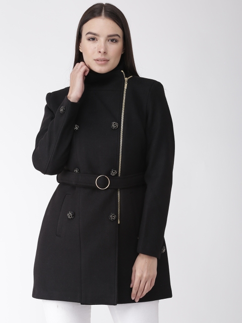 

Okane Women Black Solid Tweed Coat