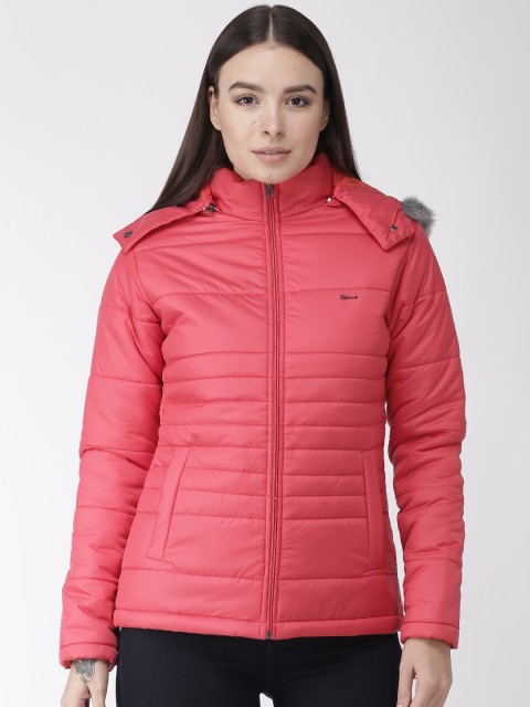 

Okane Women Coral Pink Solid Parka Jacket