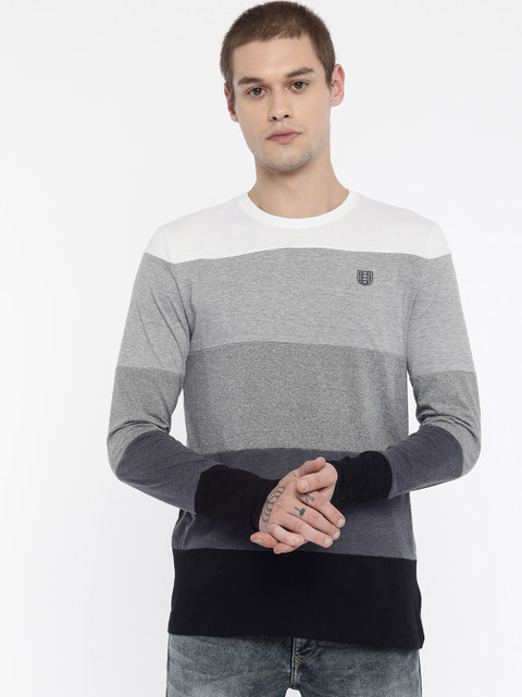 

Being Human Men White & Grey Colourblocked Round Neck T-shirt