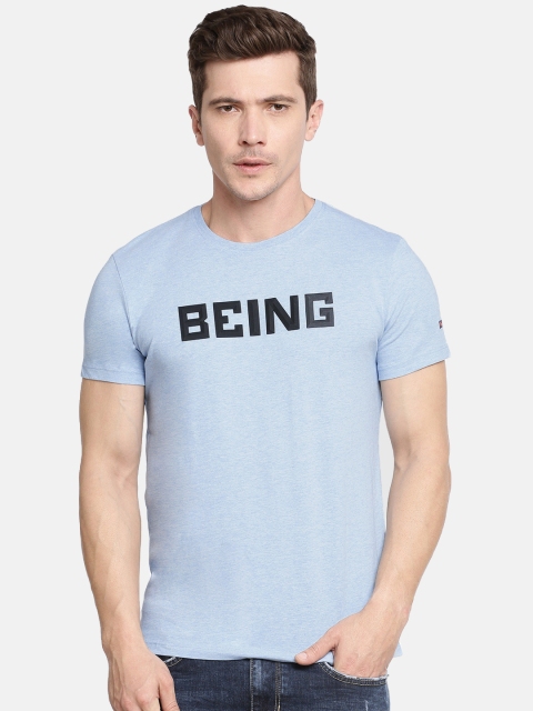 

Being Human Clothing Men Blue Printed Round Neck T-shirt