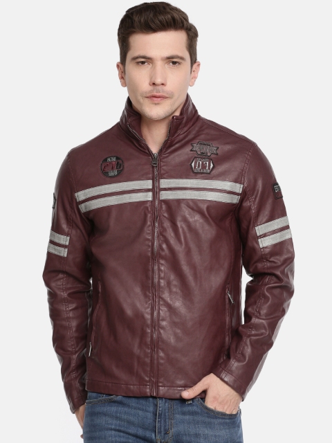 

Being Human Men Maroon Solid Biker Jacket
