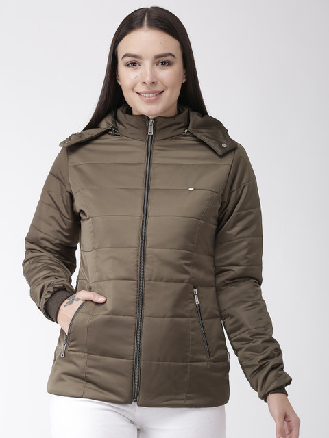 

Okane Women Olive Solid Padded Jacket