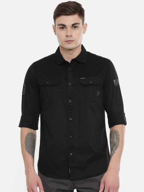 

Being Human Clothing Men Black Regular Fit Solid Casual Shirt