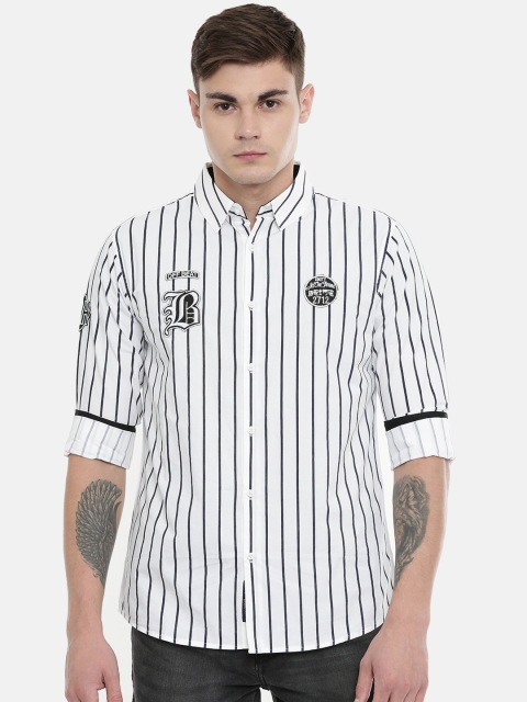 

Being Human Clothing Men White & Black Comfort Fit Striped Casual Shirt