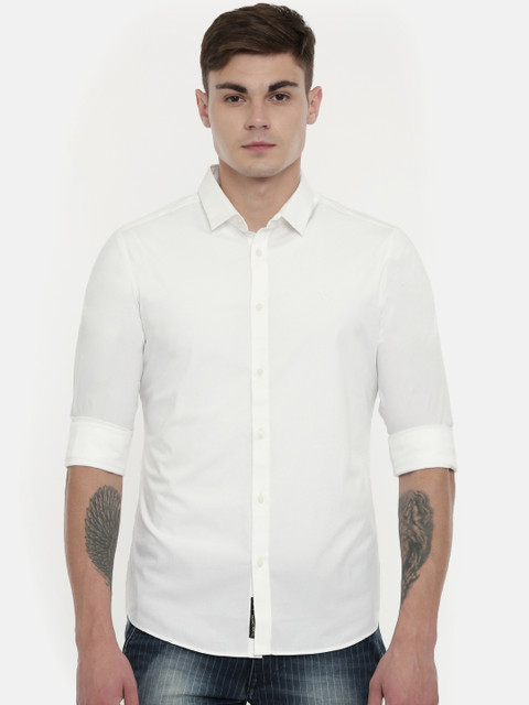 

Being Human Clothing Men White Slim Fit Solid Casual Shirt