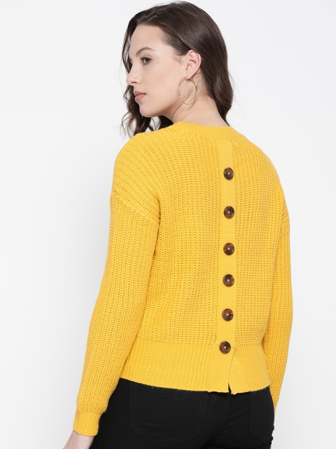 

Vero Moda Women Yellow Ribbed Styled Back Sweater