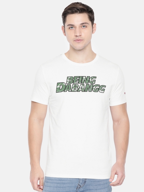 

Being Human Clothing Men White Printed Round Neck Pure Cotton T-shirt