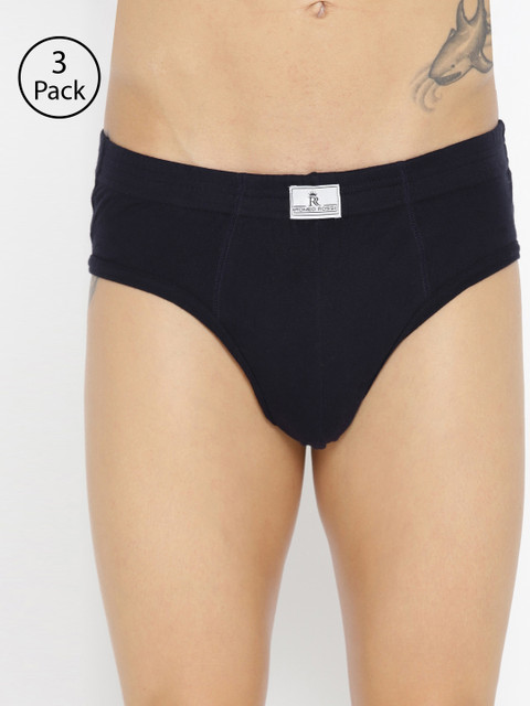 

ROMEO ROSSI Men Pack of 3 Black Solid Cotton Briefs