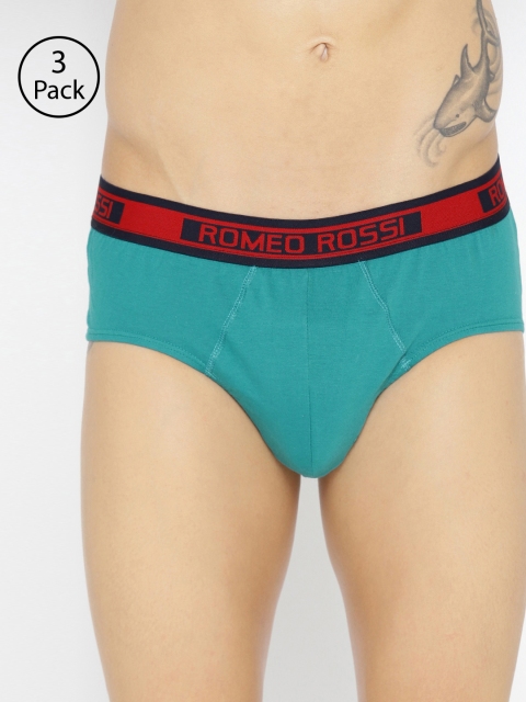 

ROMEO ROSSI Men Pack of 3 Teal Green Solid Mid-Rise Briefs SBTE-1001-RG-3