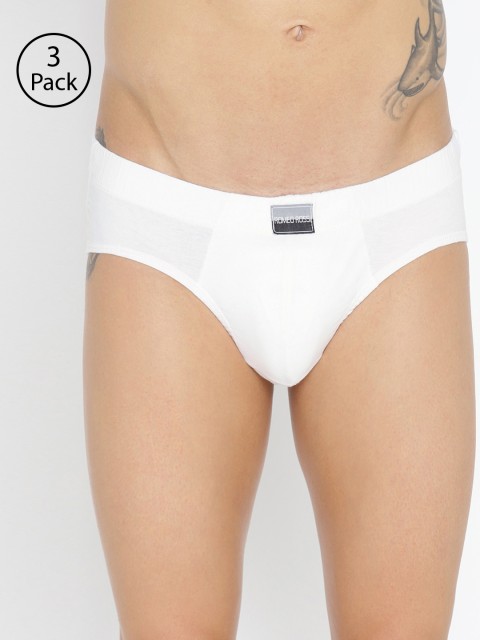

ROMEO ROSSI Men Pack of 3 White Solid Low-Rise Basic Briefs SBIE-1002-WH-3