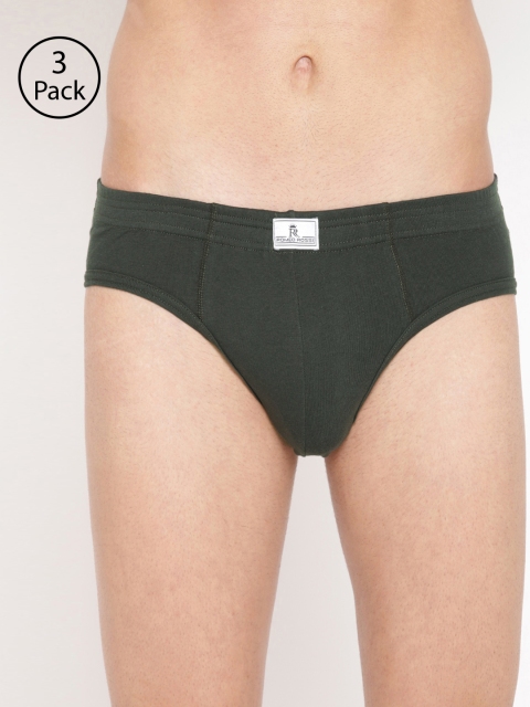 

ROMEO ROSSI Men Pack of 3 Solid Low-Rise Basic Briefs, Green