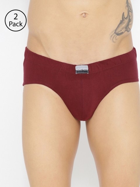 

ROMEO ROSSI Men Pack of 2 Maroon Solid Low-Rise Basic Briefs SBIE-1002-MR-2