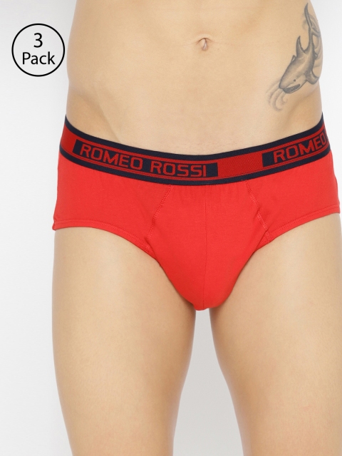 

ROMEO ROSSI Men Pack of 3 Maroon Solid Low-Rise Basic Briefs SBTE-1001-RD-3, Red
