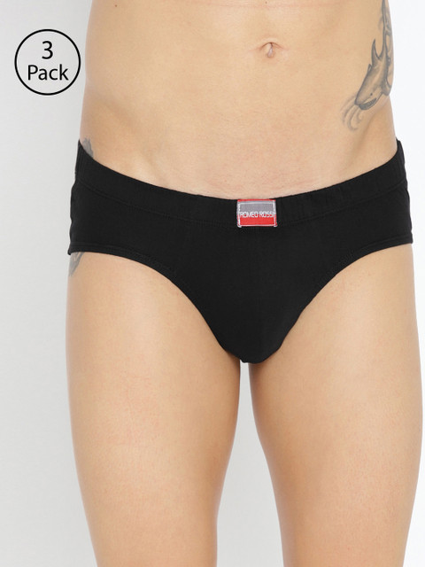 

ROMEO ROSSI Men Pack of 3 Black Solid Low-Rise Basic Briefs SBIE-1002-BLK-3