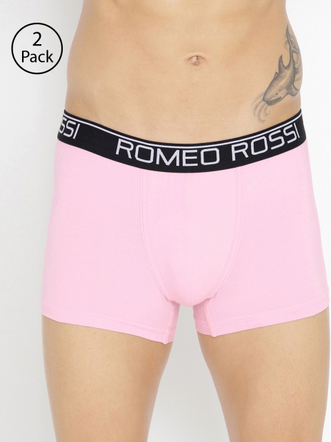 

ROMEO ROSSI Men Pack of 2 Pink & Black Solid Trunks CLTP-2004-LP-2