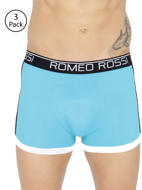 

ROMEO ROSSI Men Pack of 3 Blue & White Solid Trunk CLTSP-2005-FR-3