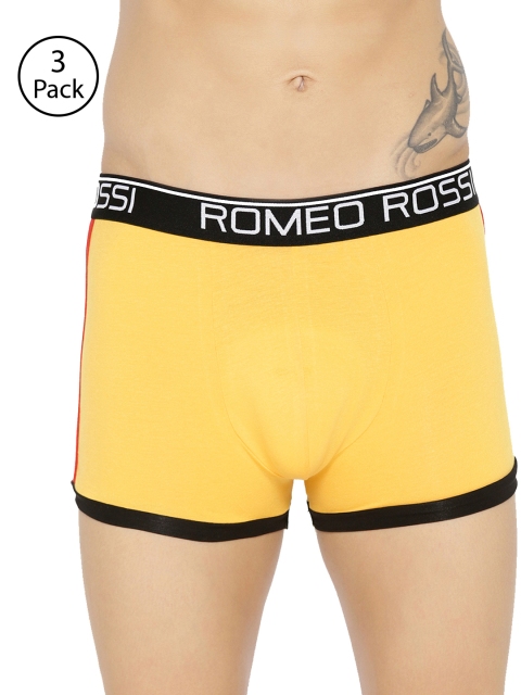 

ROMEO ROSSI Men Pack of 3 Yellow Solid Trunks CLTSP-2005-YL-3