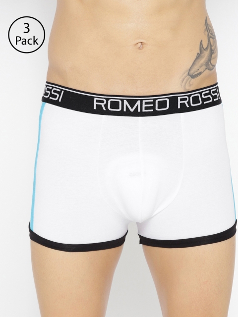 

ROMEO ROSSI Men Pack of 3 White Solid Trunks CLTSP-2005-WH-3