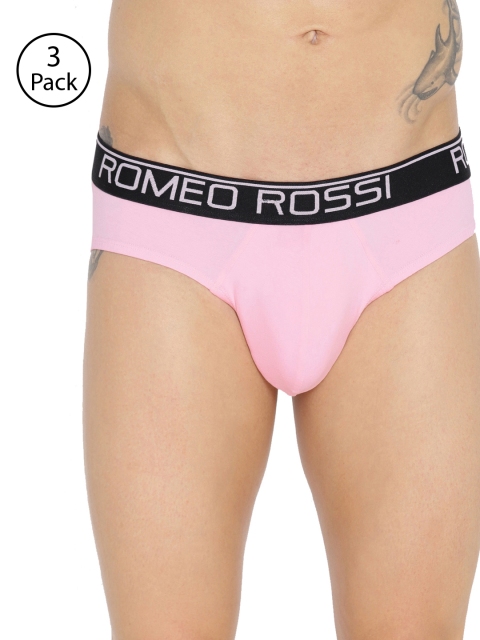 

ROMEO ROSSI Men Pink Pack of 3 Solid Low-Rise Basic Briefs CLBP-2003-LP-3